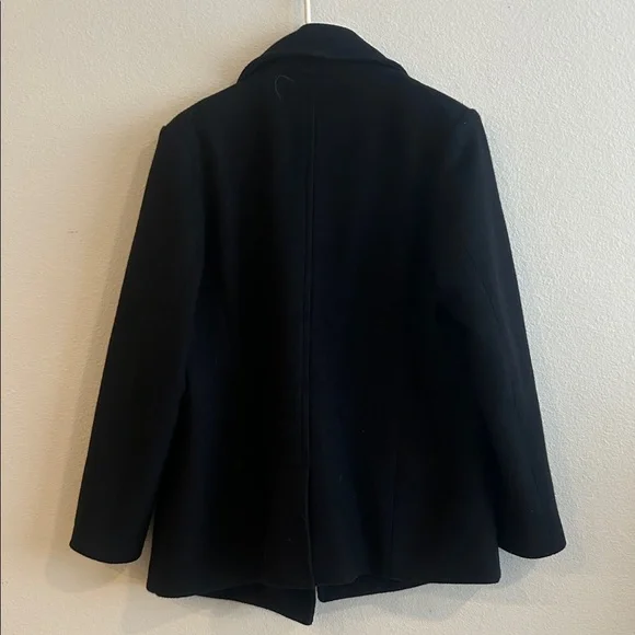 Old Navy Women’s Wool‑Blend Navy Peacoat | Double‑Breasted Classic Winter Coat L - Picture 6 of 8